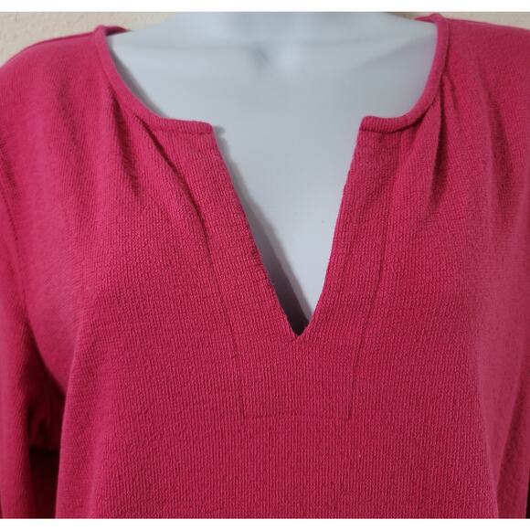 Liz Claiborne Pink V Neck Kangaroo Pouch Pocket Top XL Lightweight Soft Stretchy - Picture 5 of 6